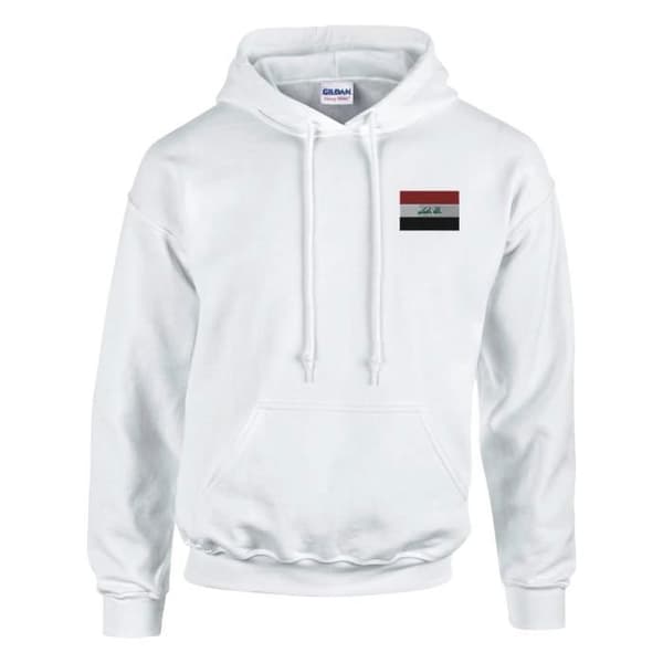 Hættetrøje - PIXELFORMA - Irak Flag - Lange ærmer - Hætte - Unisex Vit M