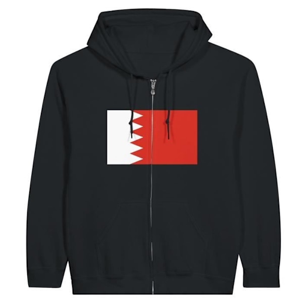 Bahrain Flag Zip Hoodie i Svart Svart jag