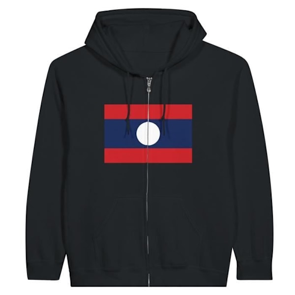 Laos Flag Hættetrøje med lynlås i sort Svart XXXL