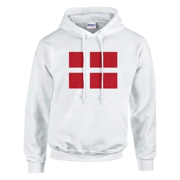 Hættetrøje - PIXELFORMA - Danmarks flag - Hvid - Lange ærmer - Hættekolle Vit jag