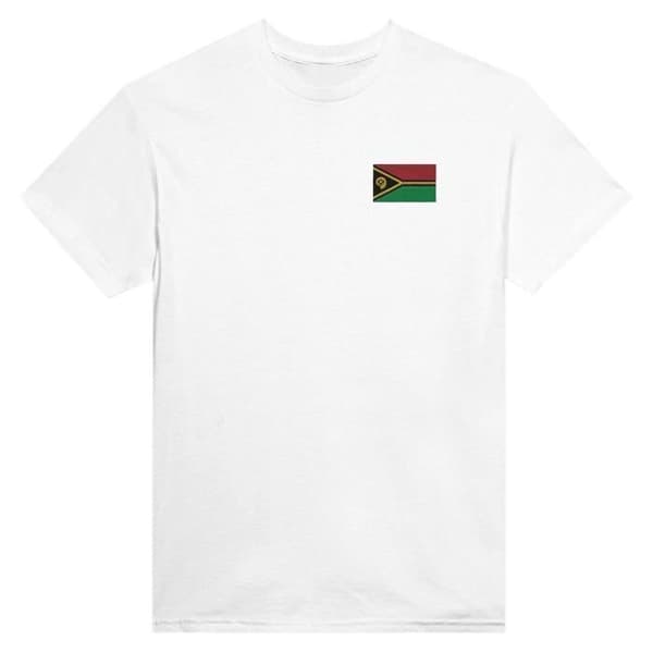 T-shirt - PIXELFORMA - Vanuatu flag - Vit broderi - 100% bomull - Klassisk passform Vit S