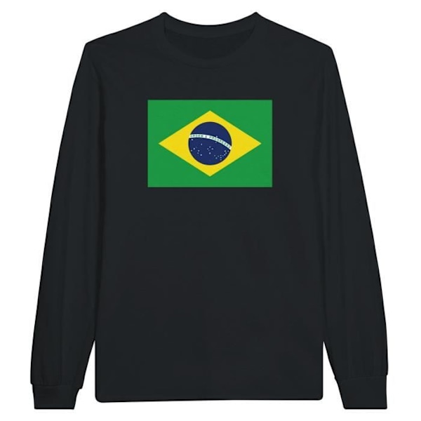 Brazil Flag långärmad T-shirt i svart Svart jag