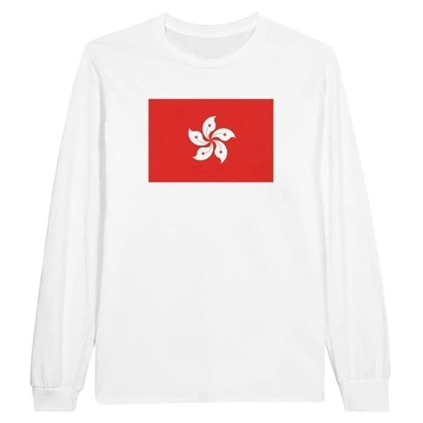 Langærmet T-shirt - PIXELFORMA - Hongkong Flag - 100% bomuld - Langærmede - Regular fit Vit S