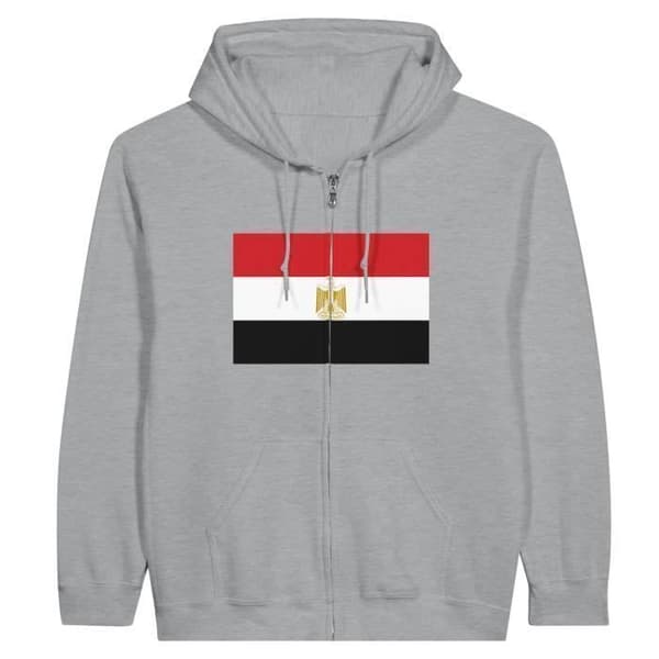 Hættetrøje - PIXELFORMA - Egyptens flag - Grå - Lange ærmer - Hættekrave Grå S