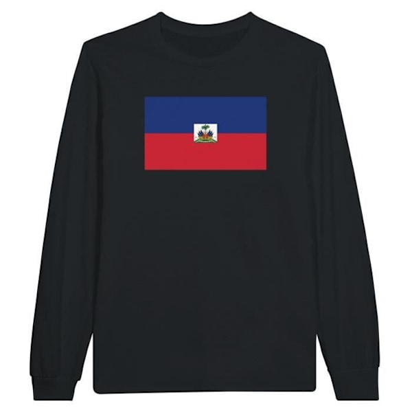 Haiti Flag Langærmet T-Shirt i Sort Svart jag