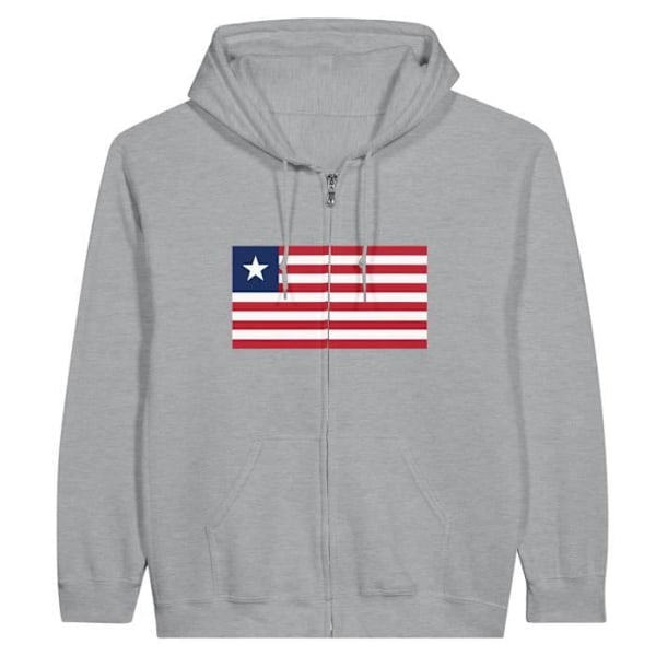 Liberia Flag Hoodie med dragkedja i grått Grå XL