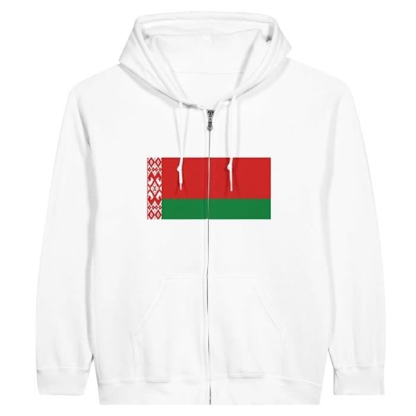 Belarus Flag Hoodie med dragkedja i Vit Vit jag