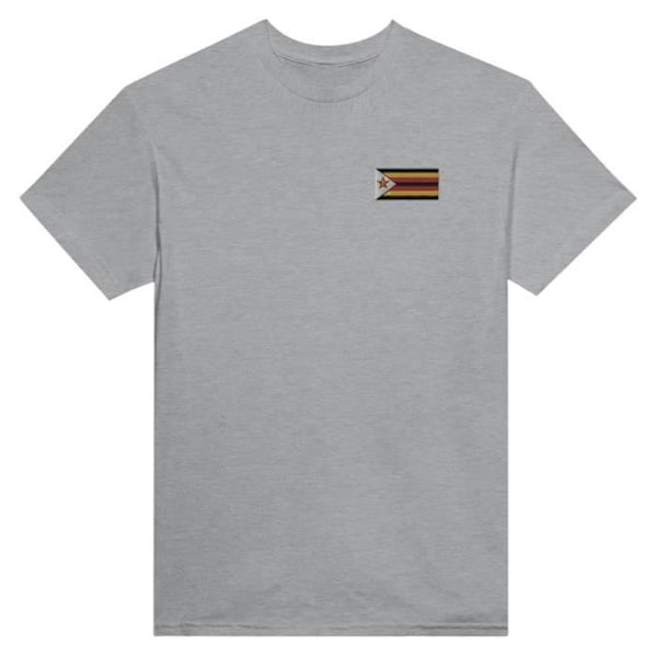 Zimbabwe Flag Broderi T-Shirt i Grå Grå XL