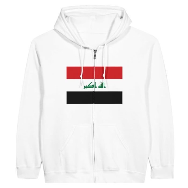 Iraq Flag Zip Hoodie i Vit Vit jag