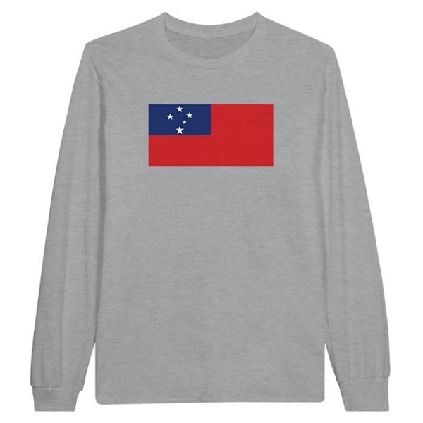 Pitkähiha T-paita - PIXELFORMA - Samoa-lippu - 100% puuvillaa - Harmaa - Regular Grå S