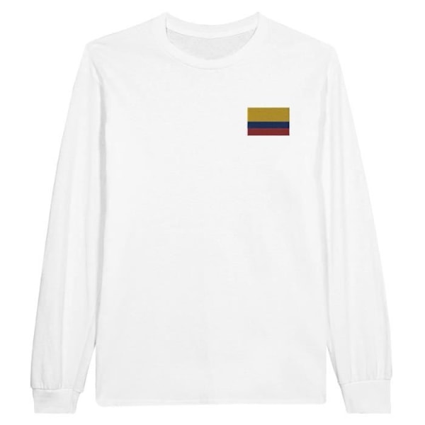 Colombia Flag Brodeerattu pitkähihainen T-paita valkoinen Vit XXXL