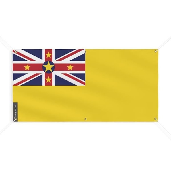 Niue Flag Banner 6 öljetter 140x280cm i polyester