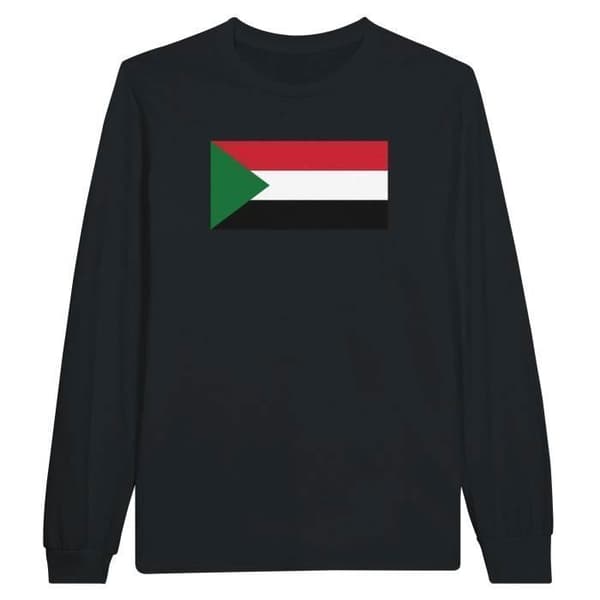 Langærmet T-shirt - PIXELFORMA - Sudan Flag - 100% bomuld - Langærmede - Regulær pasform Svart M