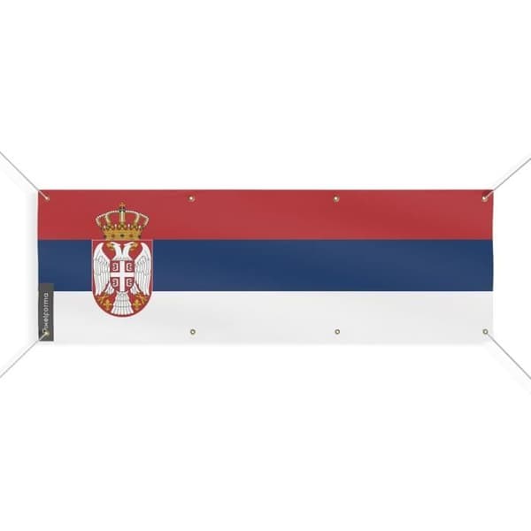 Serbian lippu Banneri 8 silmukkaa 50x150 cm