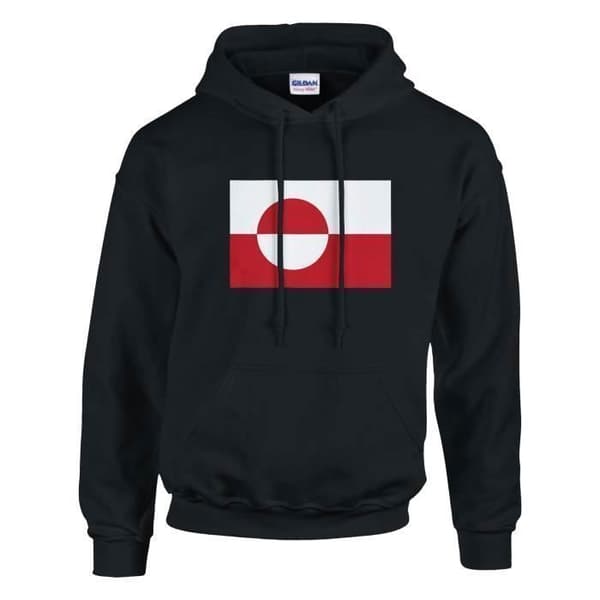 Hættetrøje - PIXELFORMA - Grønlands Flag - Sort - Lange ærmer - Hættekrave Svart jag