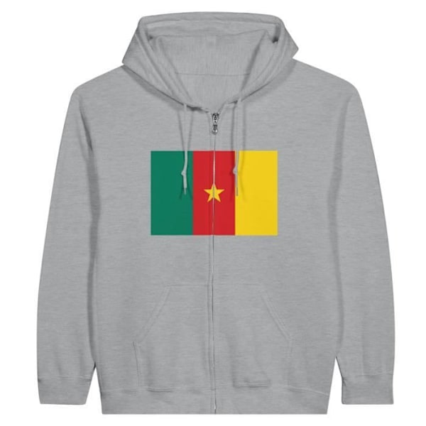 Cameroon Flag Hoodie med dragkedja i grått Grå M