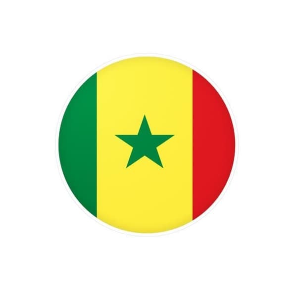 Pyöreä tarra Senegalin lippu 10 cm 1000 kappaletta