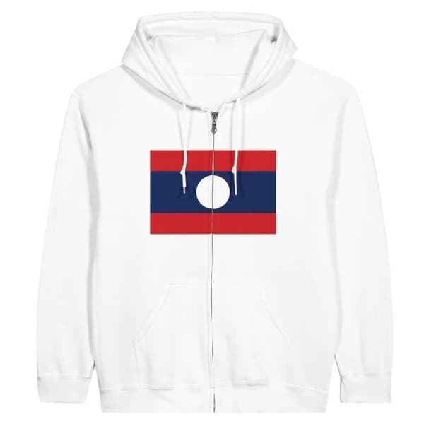Huvtröja - PIXELFORMA - Laostiskt flagga - Vit - Polyester-Bomull - Full dragkedja Vit XXL