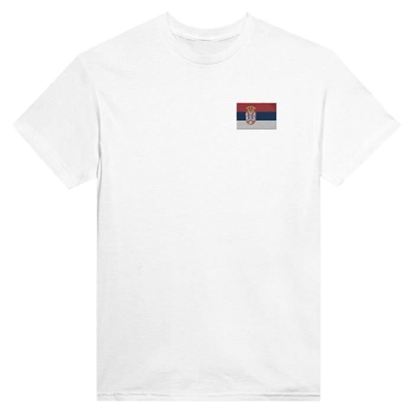 Serbia Flag Broderi T-Shirt i Hvid Vit S