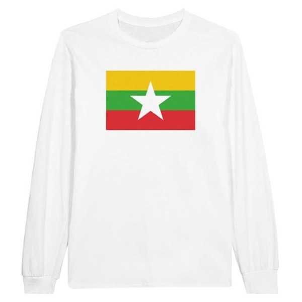 Myanmar Flag pitkähihainen T-paita valkoinen Vit XXL