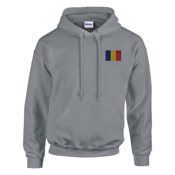 Rumänien flagga broderi hoodie i grått Grå jag