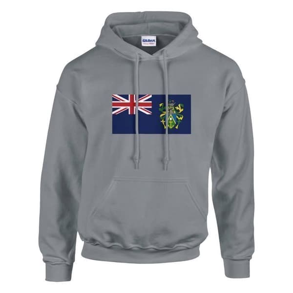 Hættetrøje - PIXELFORMA - Pitcairn Øernes flag - Bomuld-polyester - Øko-venlig - Blød komfort Grå jag