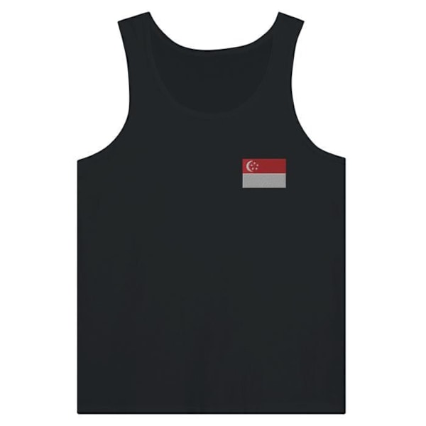 Singapore Flag Embroidery Tank Top i sort Svart S