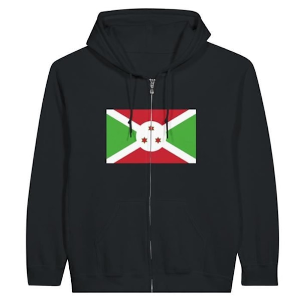 Burundi Flag Hættetrøje med lynlås i sort Svart jag