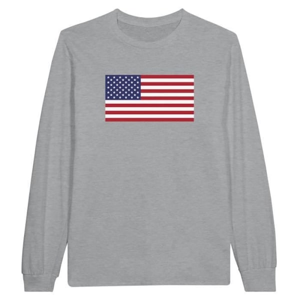 USA Flag langærmet T-shirt i grå Grå S