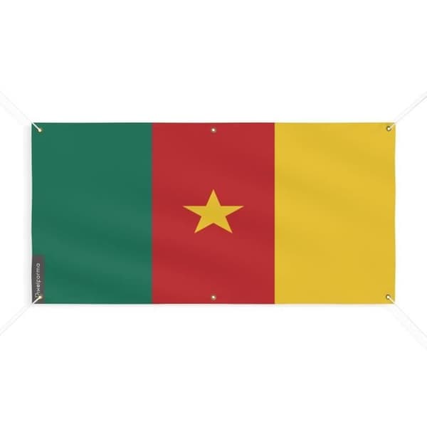 Kamerun flaggbanner 6 öljetter 50x100cm i polyester