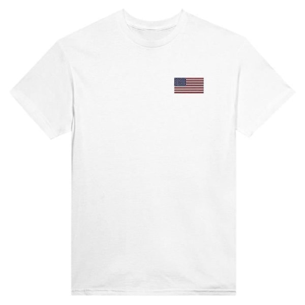 USA flagga broderi T-shirt i vitt Vit S