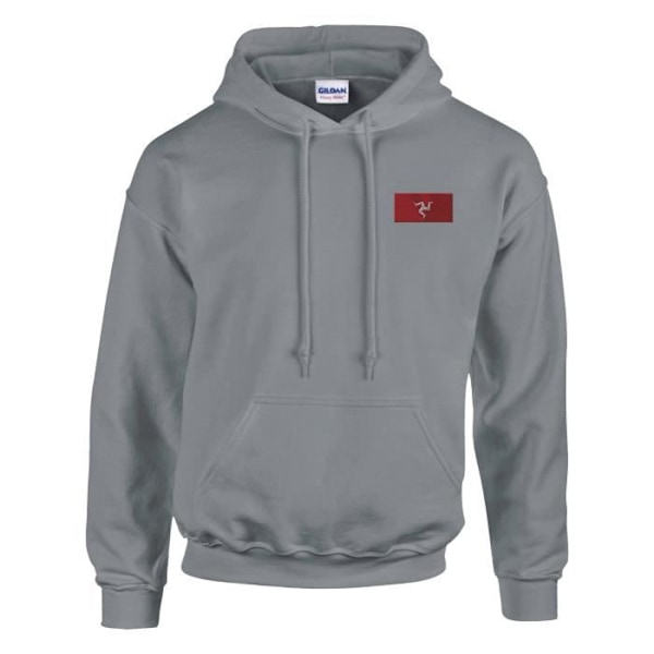 Isle of Man flagga broderad hoodie i grått Grå M