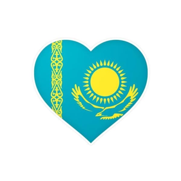 Hjärtklistermärke Kazakstans flagga 6 cm i 1000 bitar