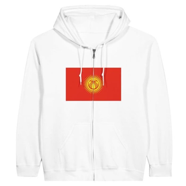 Kyrgyzstan Flag Zip Hoodie i Vit Vit S