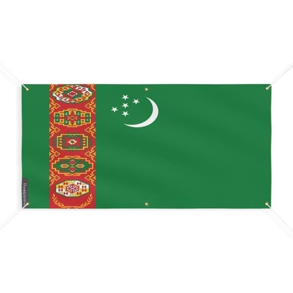 Turkmenistanin lippu 6 silmukkaa 200x400cm polyesteriä