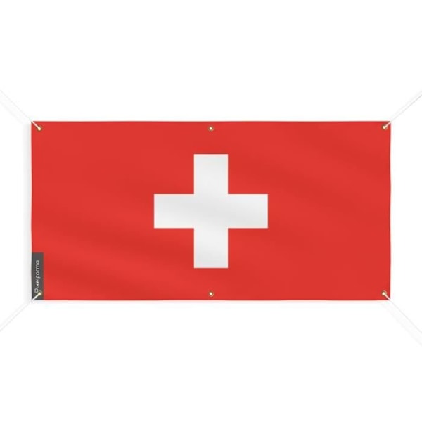 Banner Flag og våbenskjold fra Schweiz 6 Øjer 170x340cm i polyester