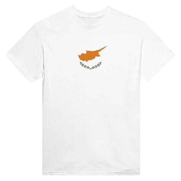 T-shirt - PIXELFORMA - Cyperns flagga - 100% bomull - Kort ärm - Klassisk krage Vit S