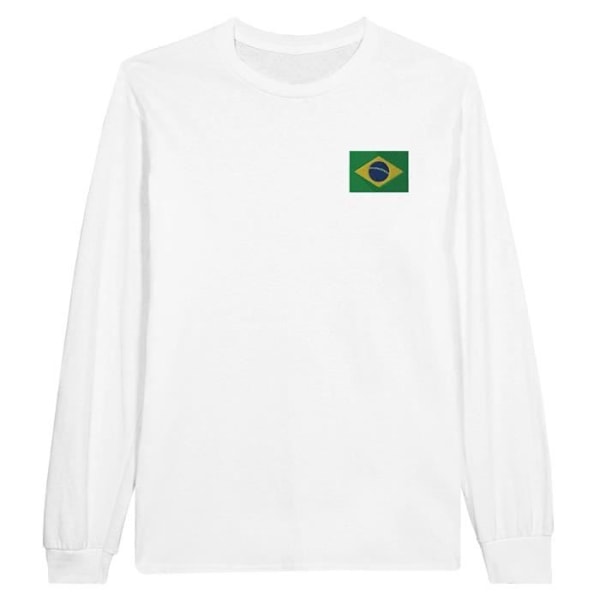 Brazil Flag Brodery Långärmad T-shirt i vit Vit jag