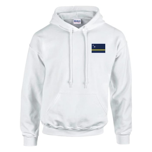 Curaçaos flagga broderi hoodie i vit Vit M