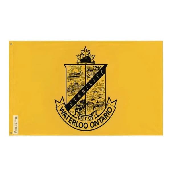 Flagga - Waterloo - 60 x 90 cm - Polyester - Tryck fram/baksida - Metalöglor Flerfärgad
