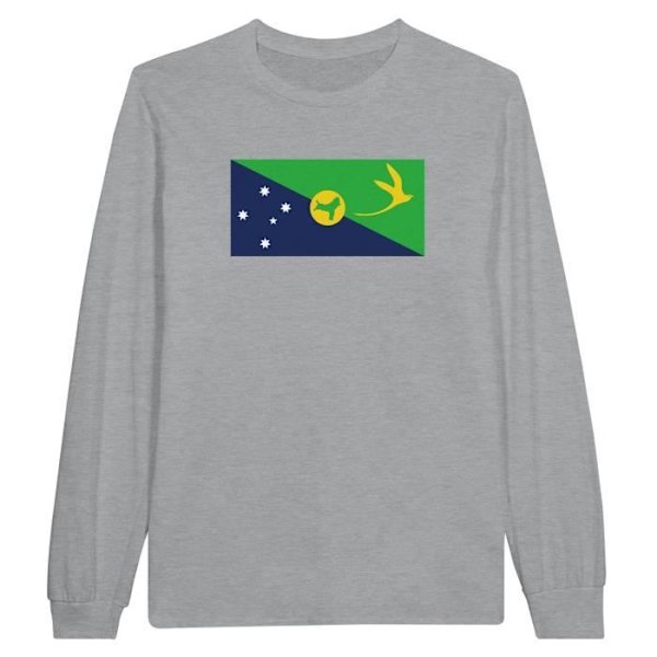 Christmas Island Flag langærmet T-shirt i grå Grå XXXL