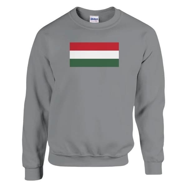Sweatshirt - PIXELFORMA - Ungerns flagga - Grå - Långa ärmar - Rundad krage Grå M