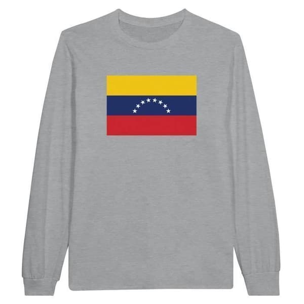 Langærmet T-shirt - PIXELFORMA - Venezuelas flag - 100% bomuld - Langærmede - Grå Grå M