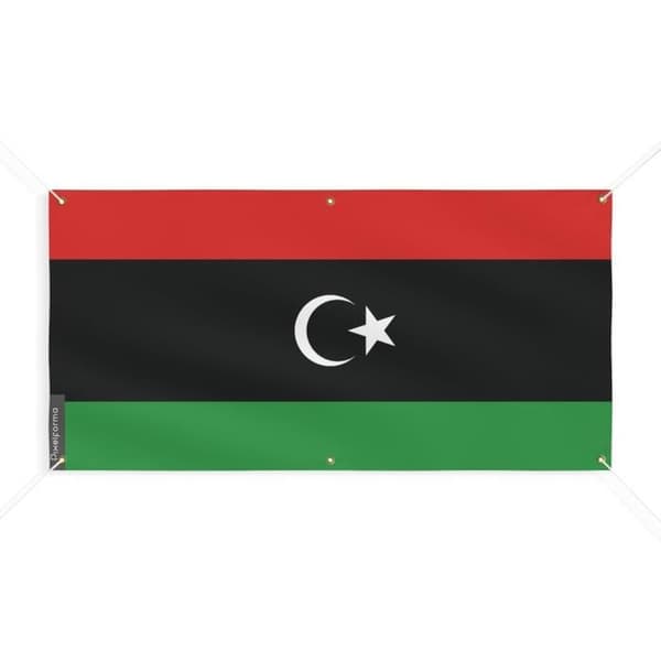 Libya Flag Banner 6 silmukkaa 140x280cm polyesteriä