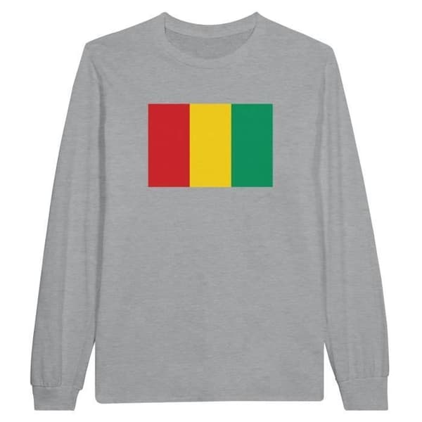 Langærmet T-shirt - PIXELFORMA - Guinea Flag - 100% bomuld - Grå - Langærmede Grå XL