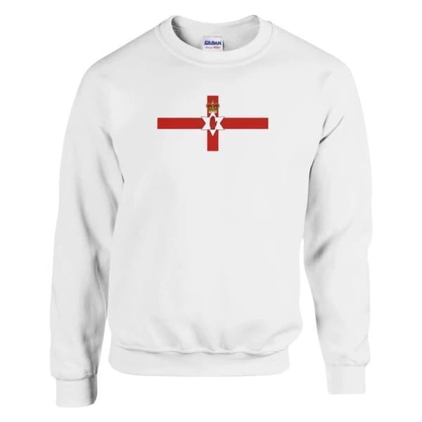 Sweatshirt - PIXELFORMA - Nordirlands flag - Langærmet - Hvid - Unisex Vit M