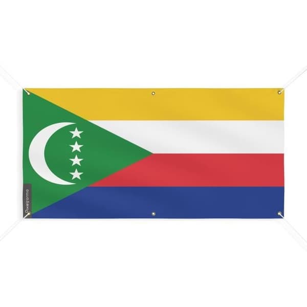 Comorerne Flag Banner 6 Øjer 50x100cm i polyester