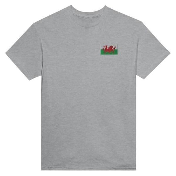 Wales Flag Broderi T-shirt i grå Grå XL