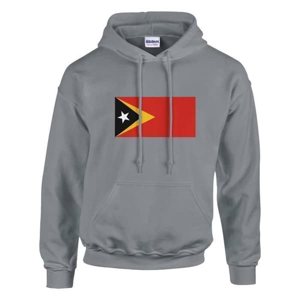 Hættepullover - PIXELFORMA - Østtimors flag - Grå - Lange ærmer - Hætte Grå XXXXXL