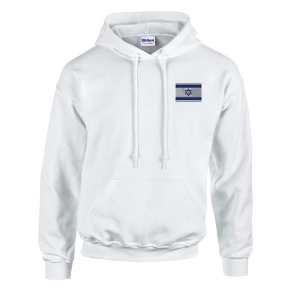 Israel Flag Broderi Hoodie i Vit Vit XL